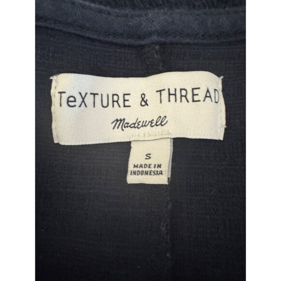 2/$30 Madewell Small Texture & Thread Navy Sleeveless Dress Tie Waist - Picture 4 of 15